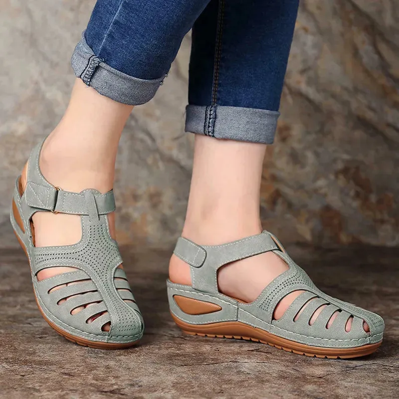 2022 New Women Sandals Vintage Wedge Sandals Buckle Casual Sewing Women Shoes Female Ladies Platform