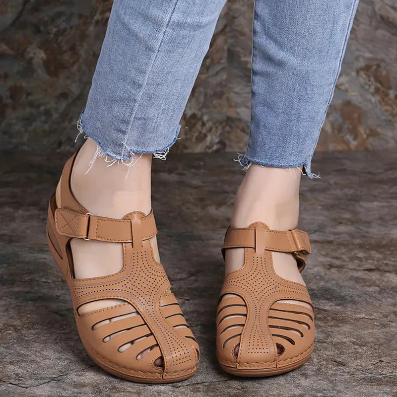 2022 New Women Sandals Vintage Wedge Sandals Buckle Casual Sewing Women Shoes Female Ladies Platform