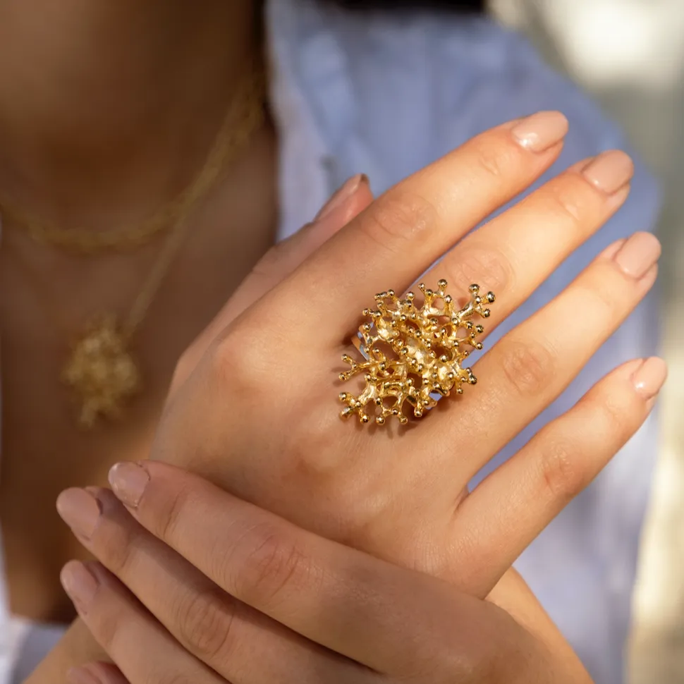 Adela Coral Cocktail Ring