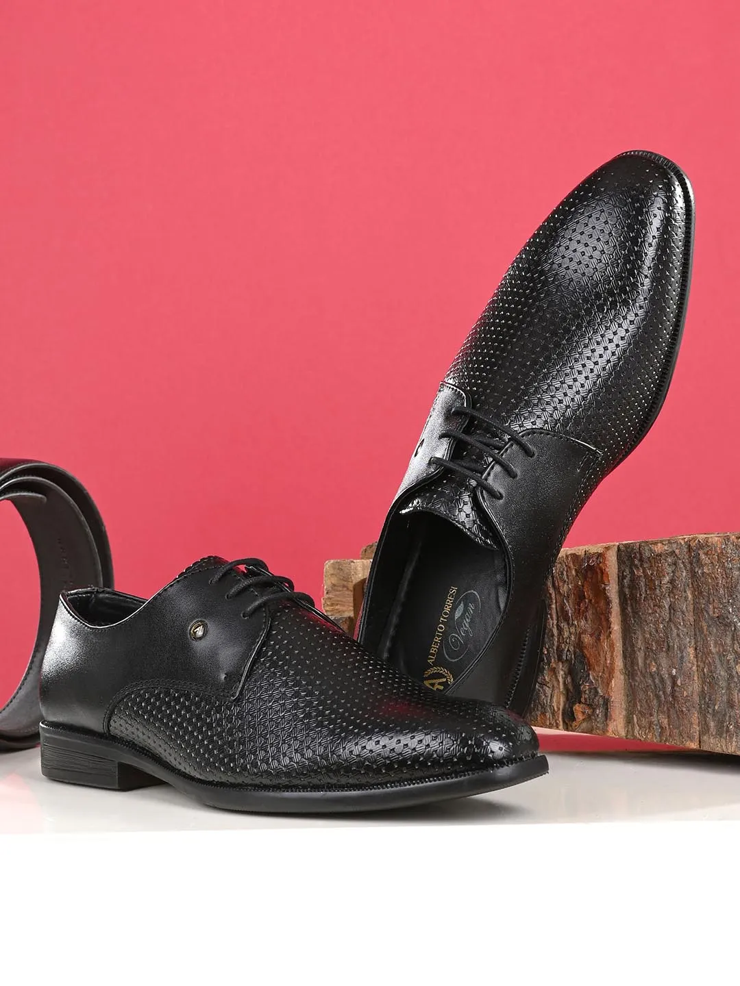 Alberto Torresi Synthetic Black Laceup Formal Shoes for Men