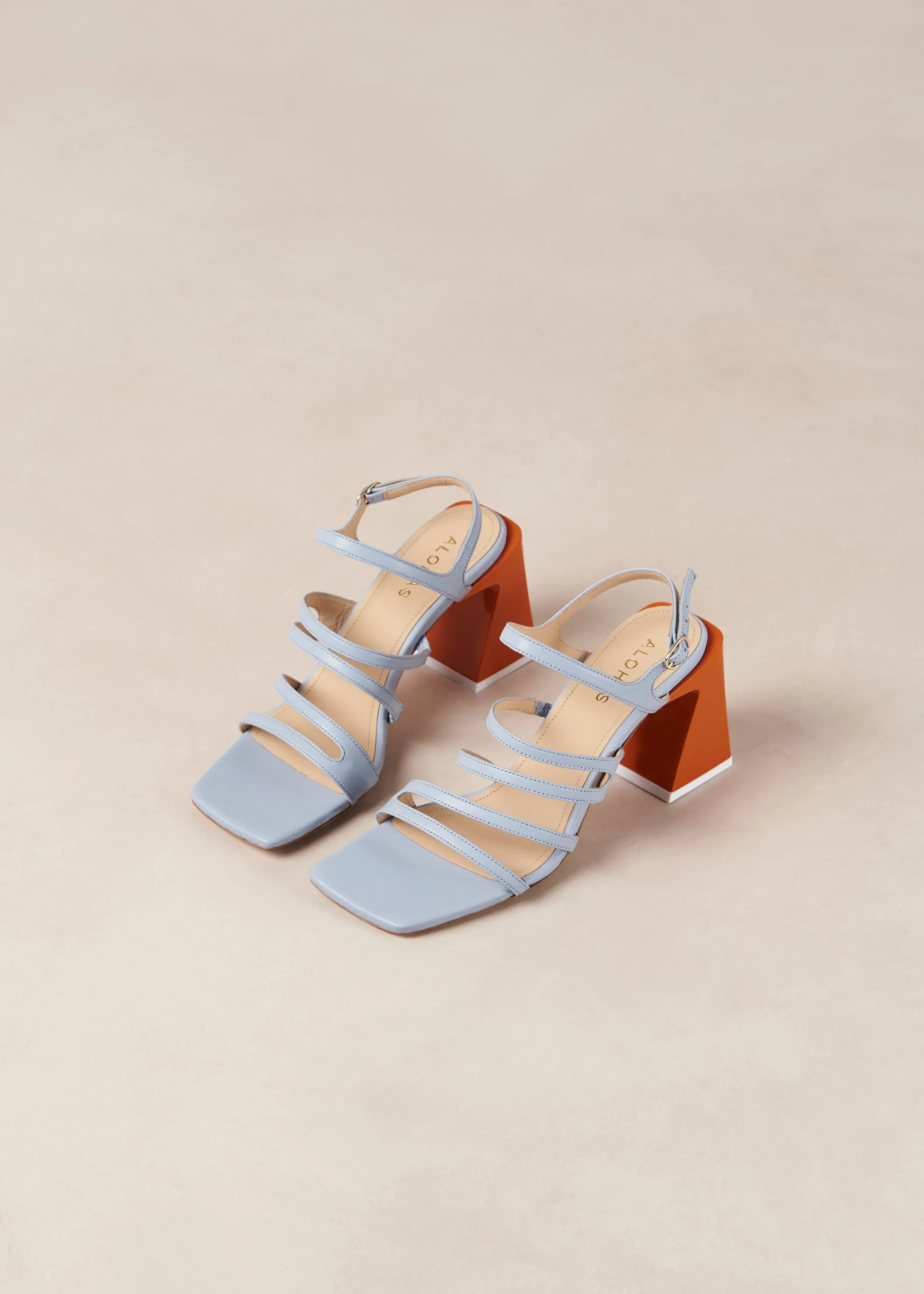 Aubrey Light Blue Leather Sandals