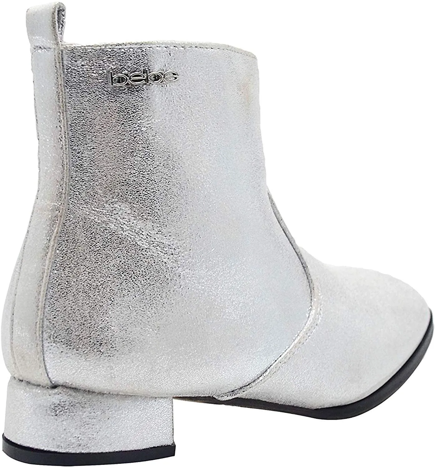 bebe Girls Big Kid Easy Pull-On Mid Calf Sparkly Metallic Dress Boots with Low Heel