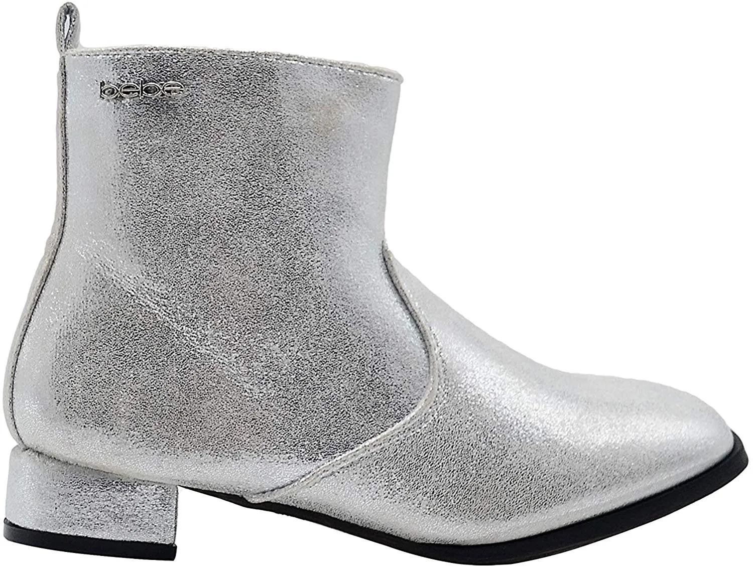 bebe Girls Big Kid Easy Pull-On Mid Calf Sparkly Metallic Dress Boots with Low Heel