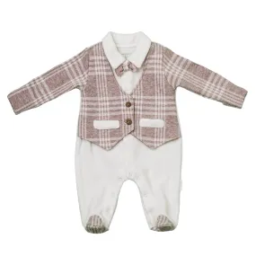 Beige Plaid Chic Formal Babysuit