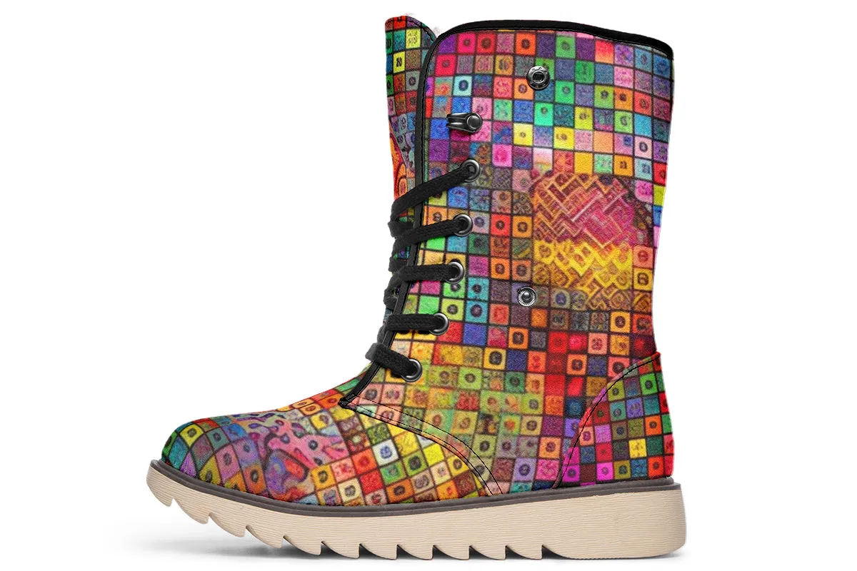 Blottered Grid Moon Boots