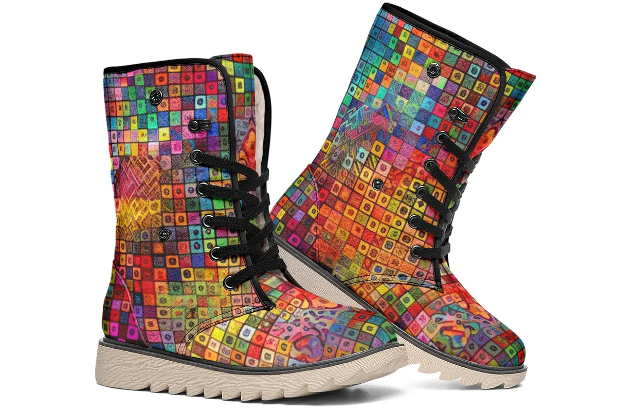 Blottered Grid Moon Boots