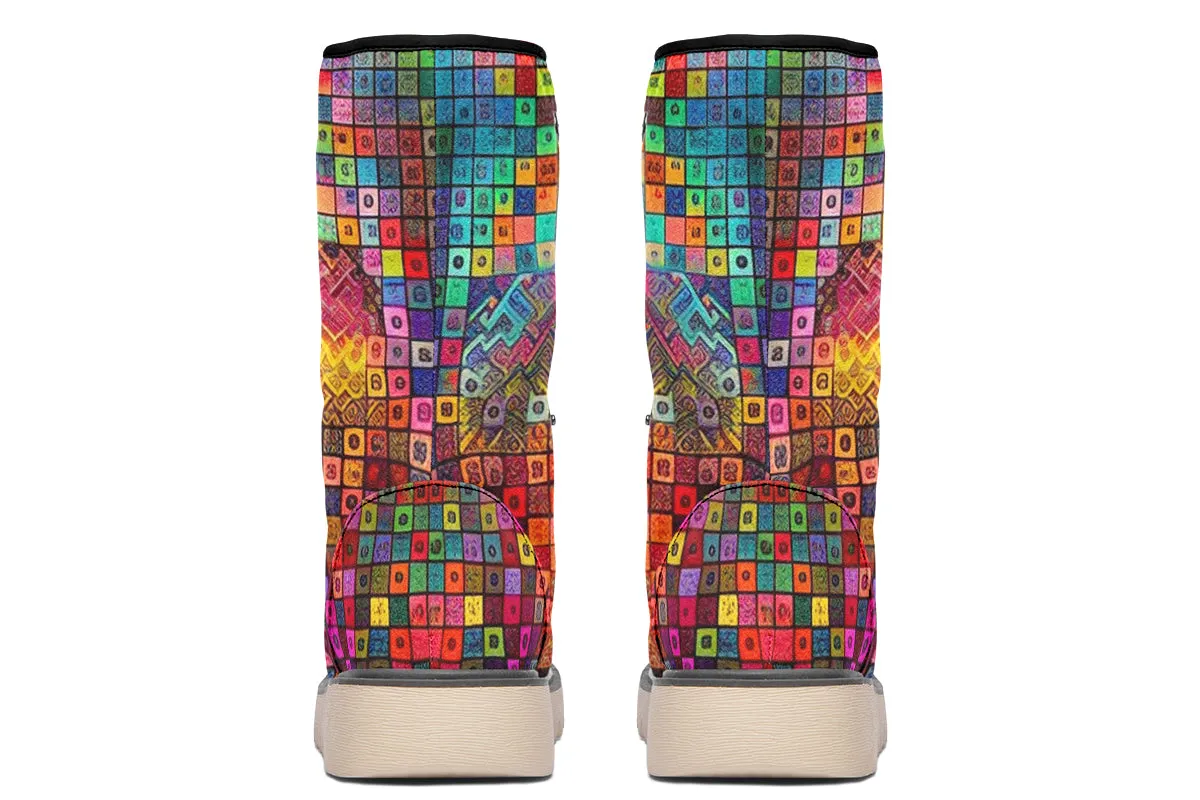 Blottered Grid Moon Boots