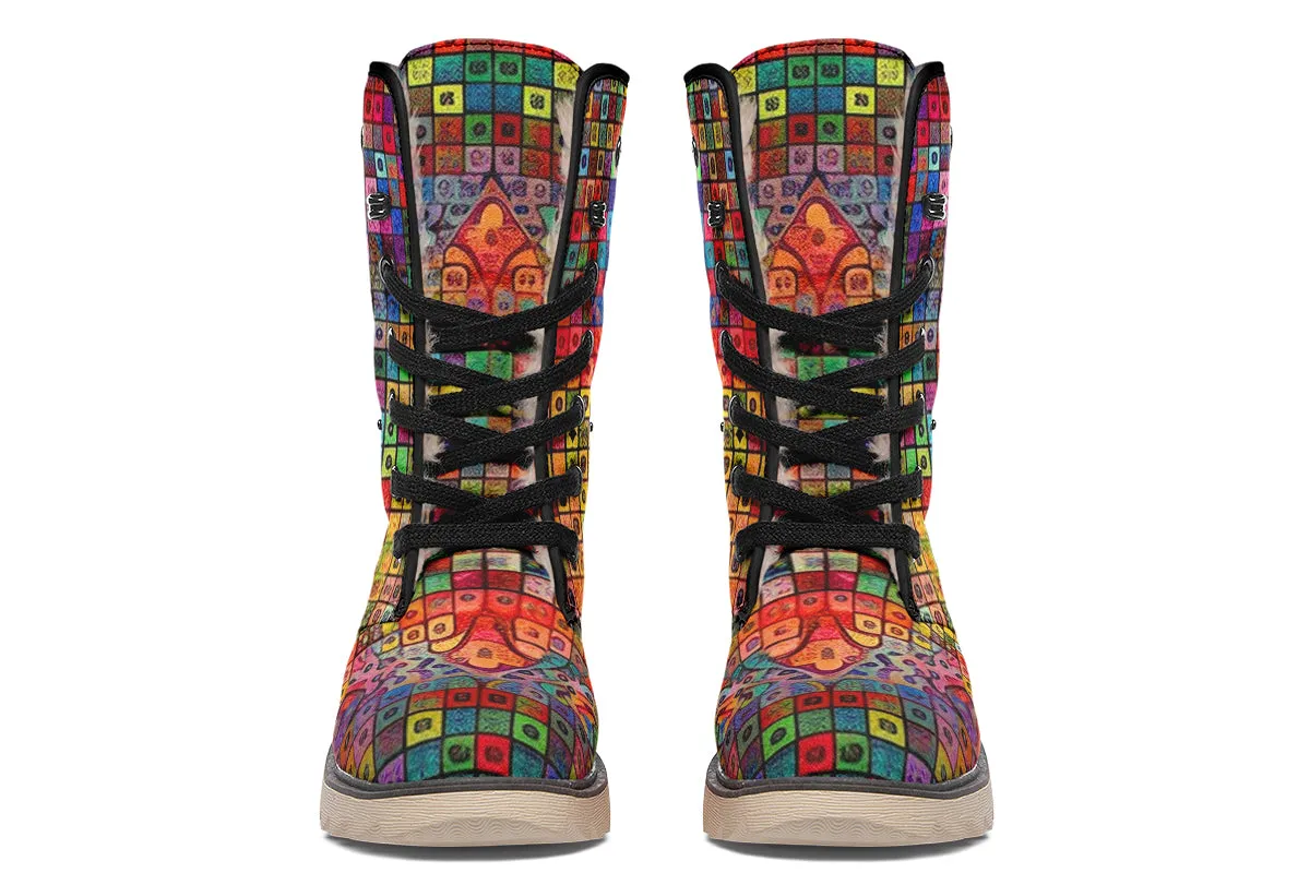 Blottered Grid Moon Boots