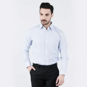 Blue-hollowed White Formal Shirt