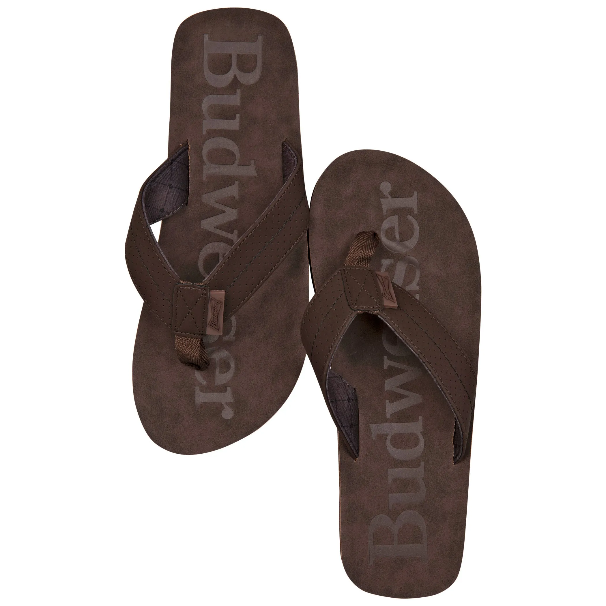 Budweiser Printed Brown Distressed Flip Flop Sandals