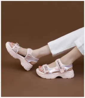 BW8410-PINK-Women Platform Sandals