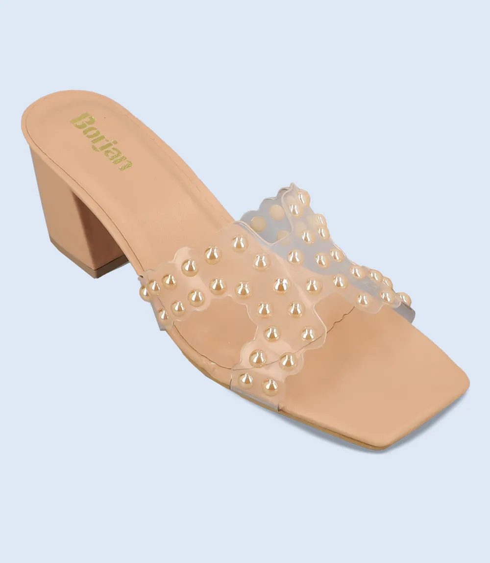 BW9289-NUDE-Women Formal Slipper Heel