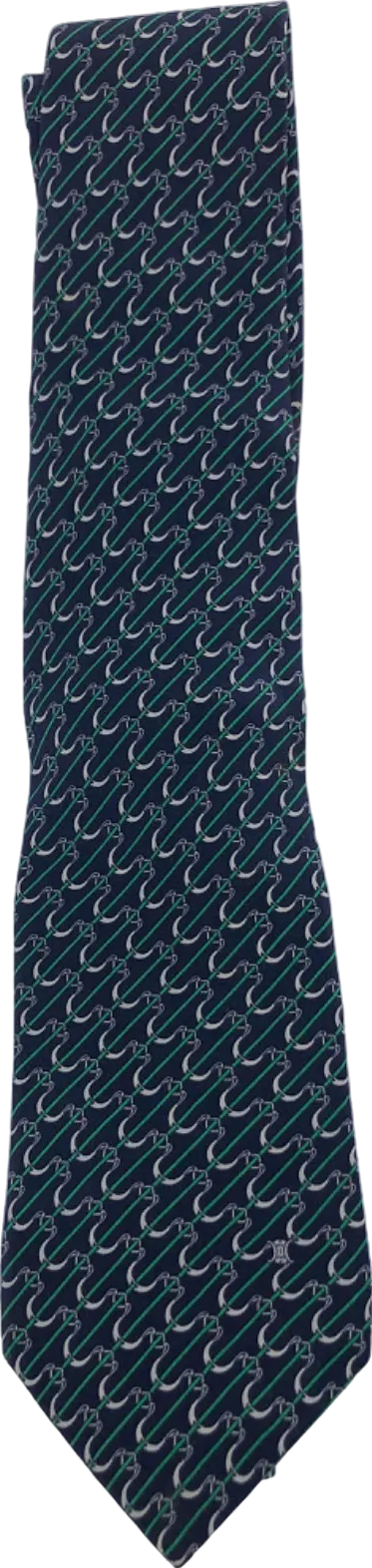 Celine Blue/Green Chain Link Pattern Silk Tie