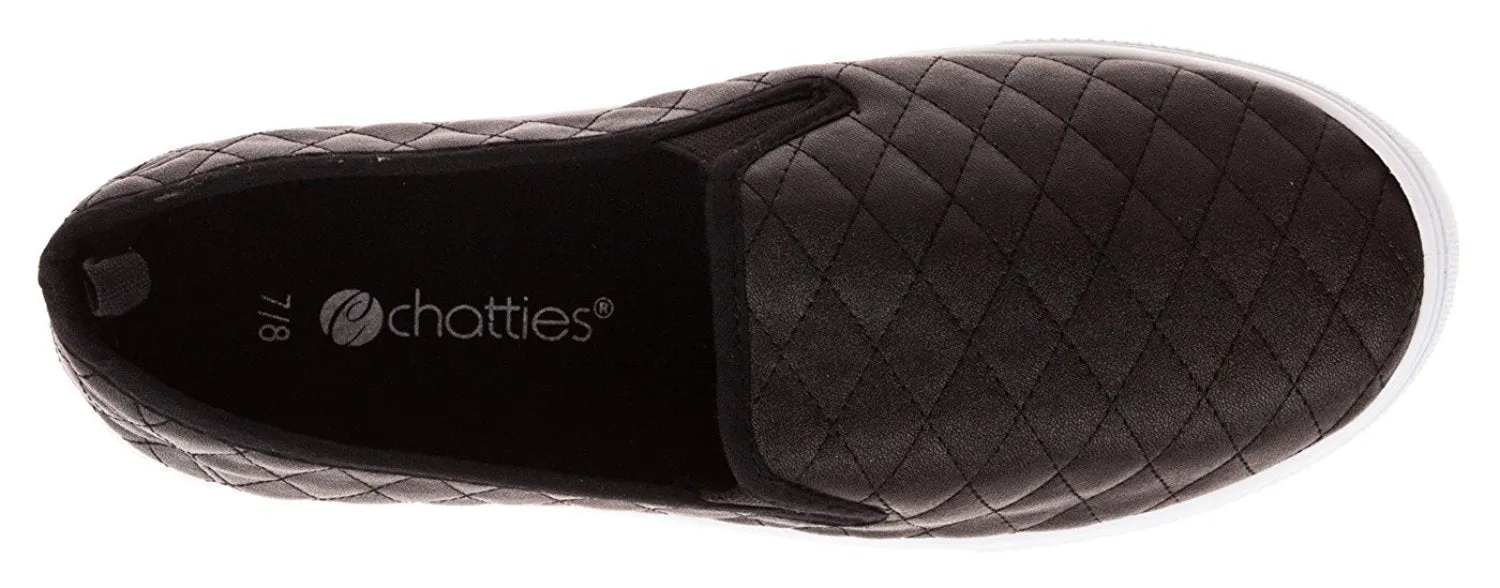 Chatties Ladies Quilted Slip-On Women Sneaker (7-8 B(M) US, Black)