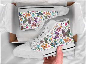 Colorful Butterfly Shoes Butterfly Sneakers Cute Shoes Butterfly Lover Gifts Custom High Top Converse Style Sneakers For Adults Women & Men