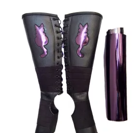 Kitty Classic Black Aerial boots w/ PURPLE metallic Cat   Suede Grip