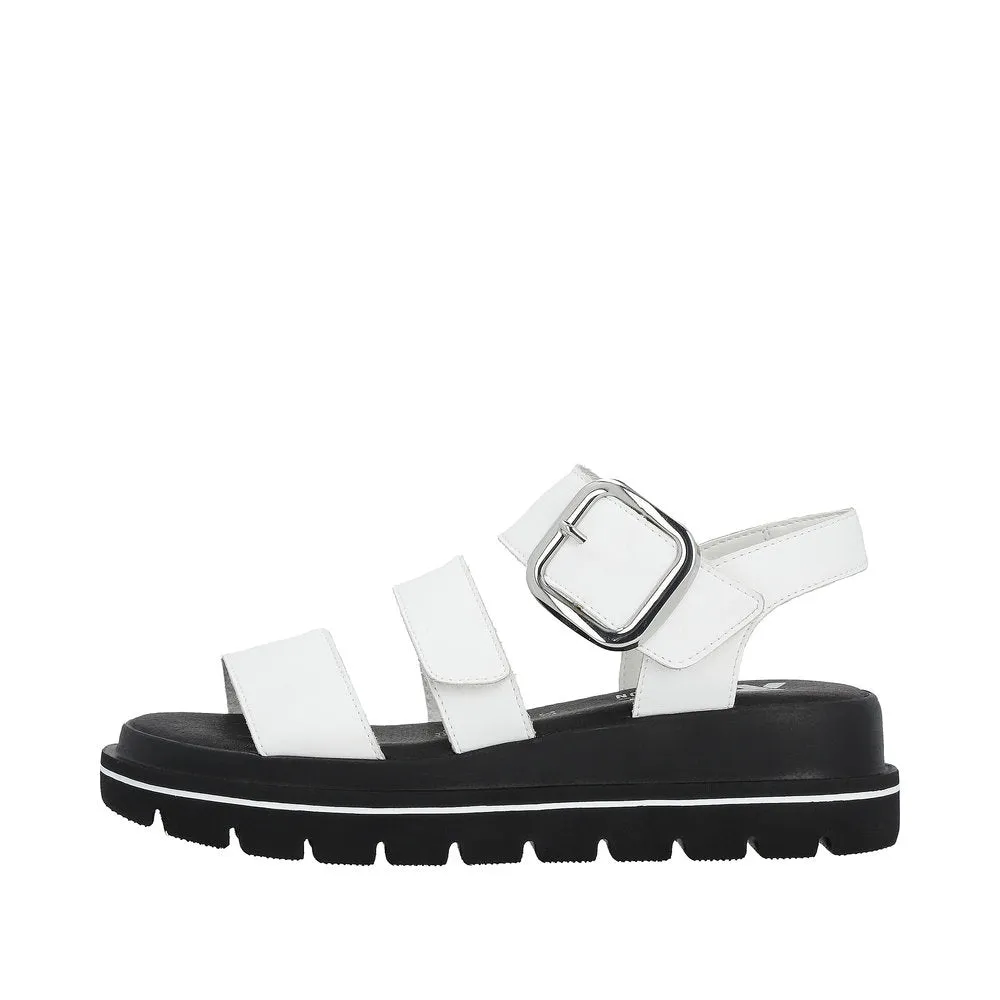 Ladies Evolution By Rieker Sandals White Chunky Platform W1650-80