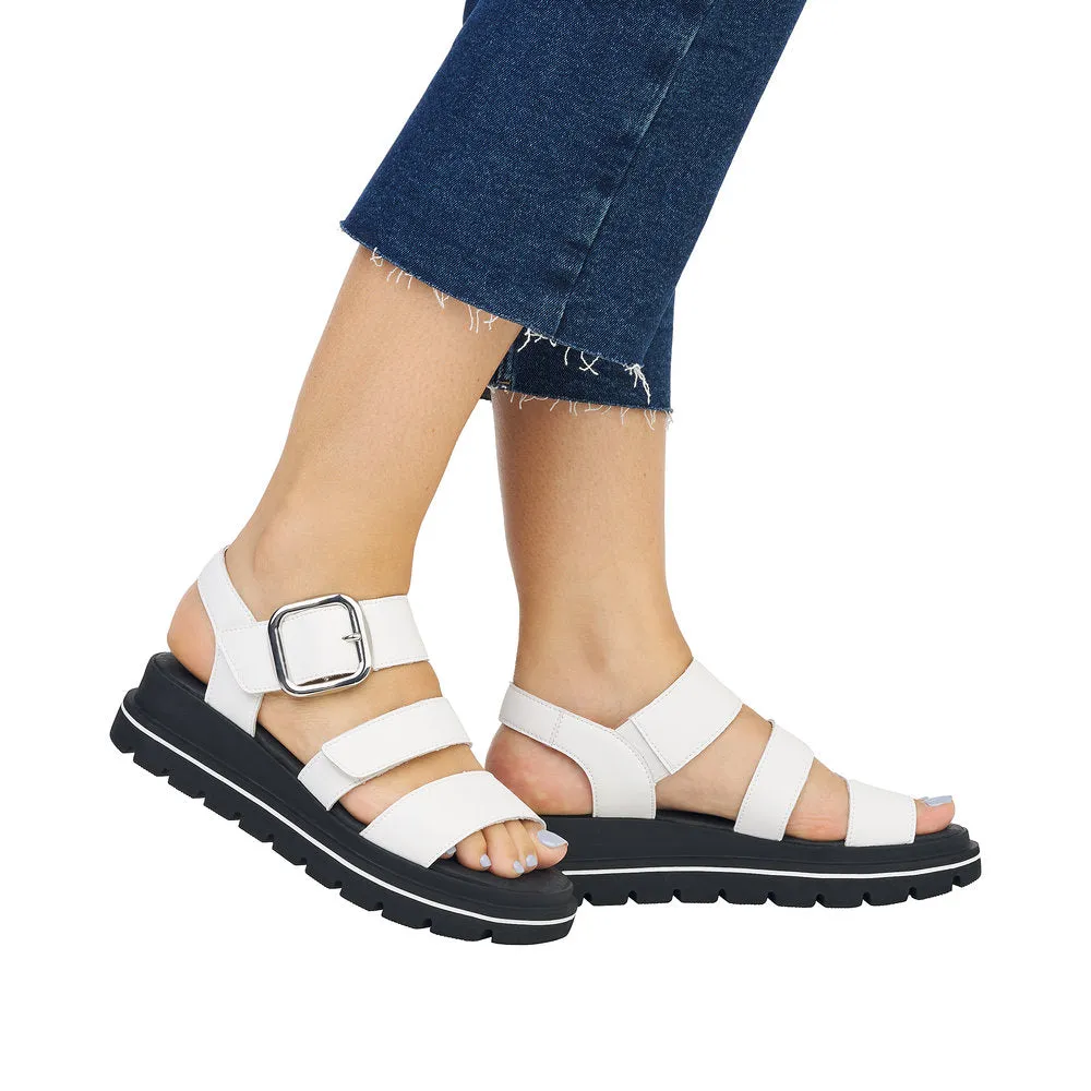 Ladies Evolution By Rieker Sandals White Chunky Platform W1650-80