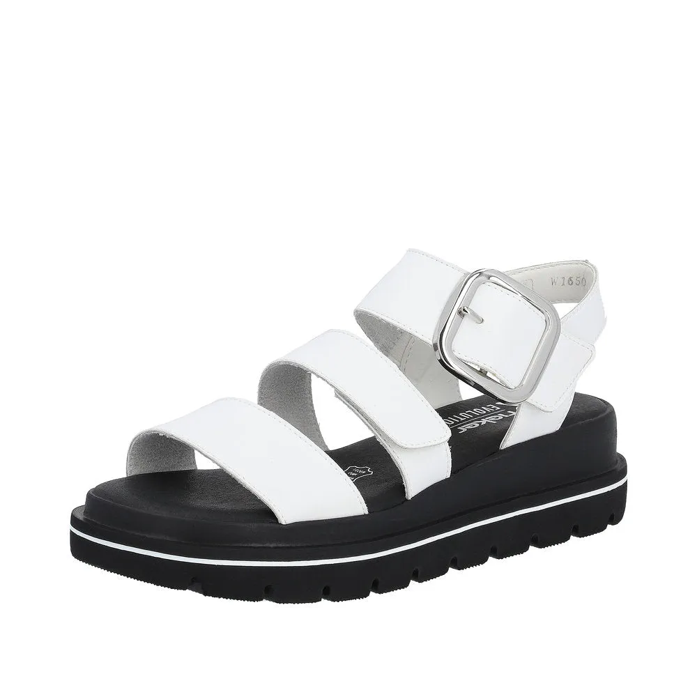 Ladies Evolution By Rieker Sandals White Chunky Platform W1650-80