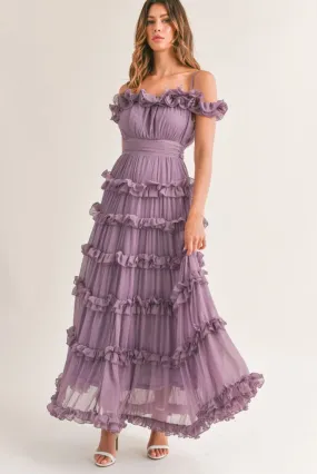 Leylani Lavender Ruffle Tiered Maxi Dress