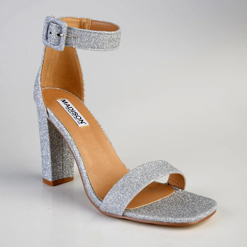 Madison Angelique Classic Block Heel Sandal - Silver