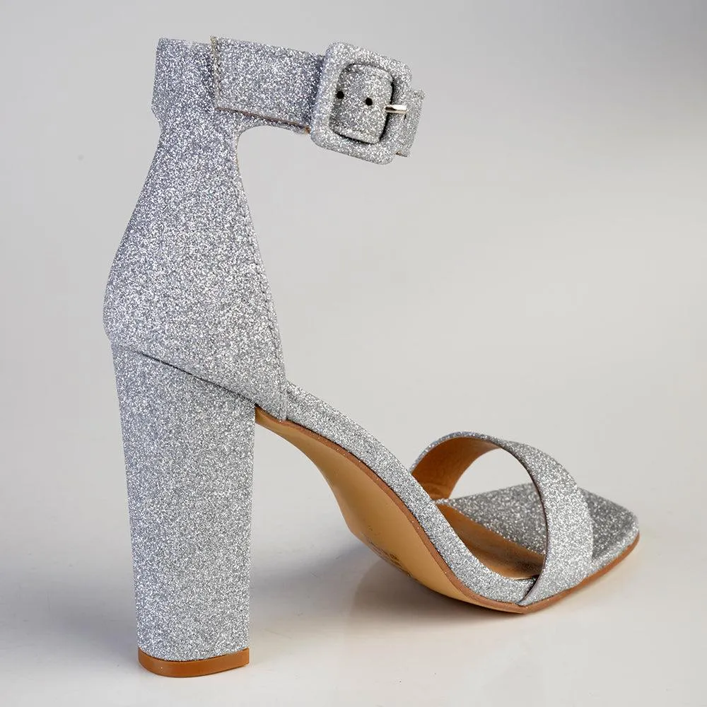 Madison Angelique Classic Block Heel Sandal - Silver