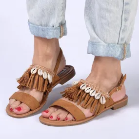 Madison Carter Fringe Sandals - Camel