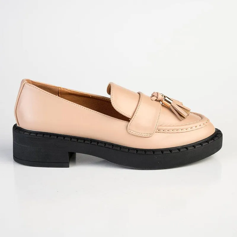 Madison Emily Tassel Slip On Brogue - Nude