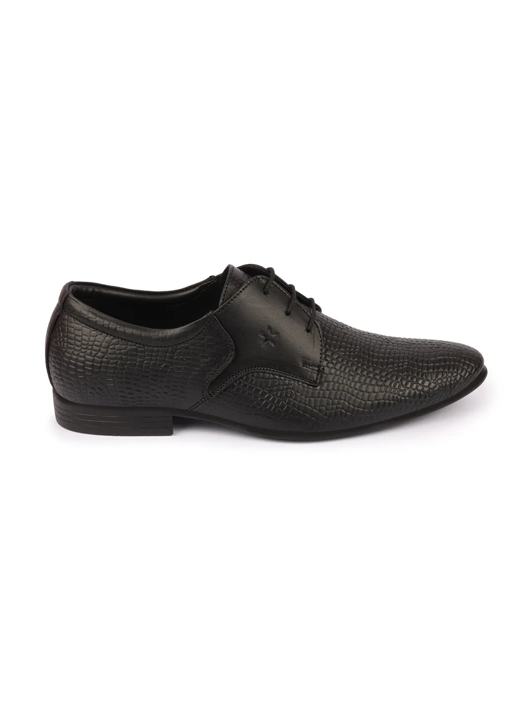 Men Black Formal Leather Embossed Office Lace Up Shoes