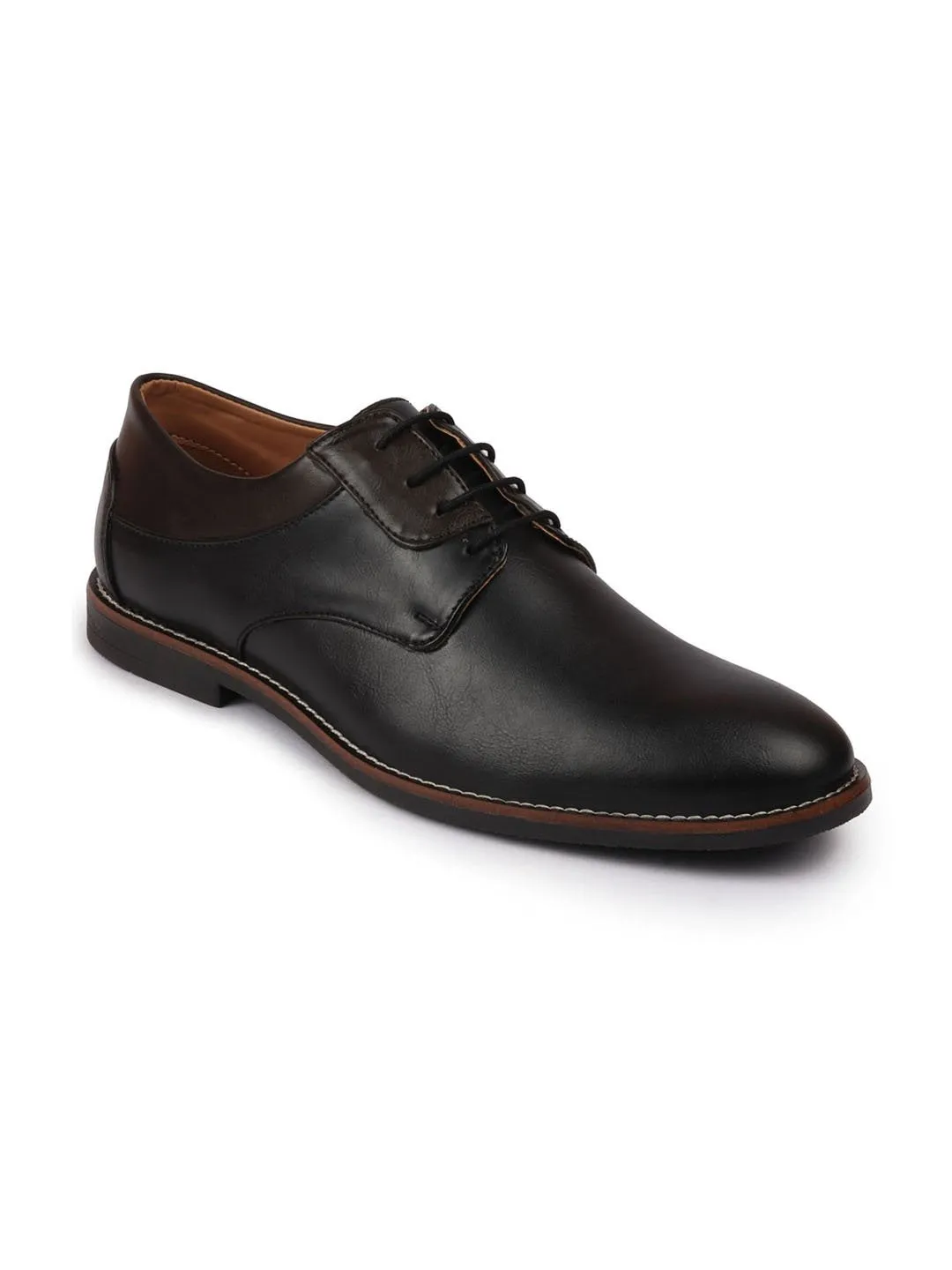 Men Black Lace Up Welted Oxford Shoes