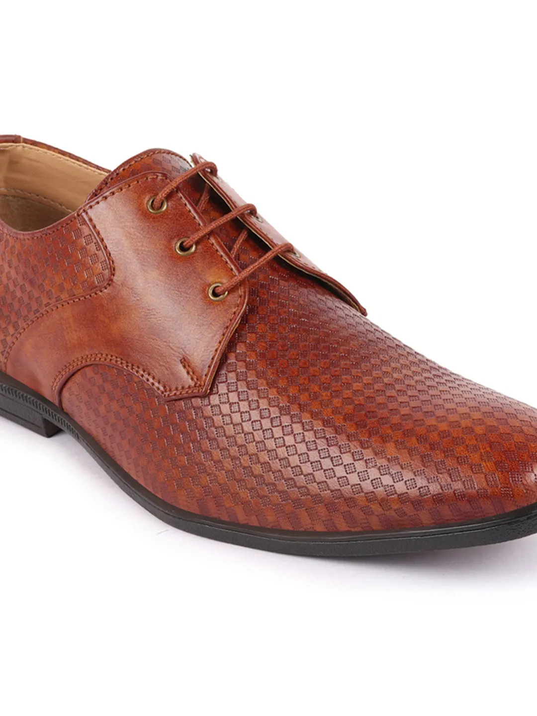 Men Tan Pattern Design Formal/Office Lace Up Shoes