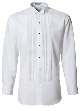 Men's White Slim Fit 1/4" Pleated Wing-Tip Tuxedo Shirt