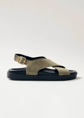 Nico Suede Khaki Leather Sandals