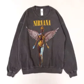 "NIRVANA IN UTERO" DISTRESSED PULLOVER SWEATS