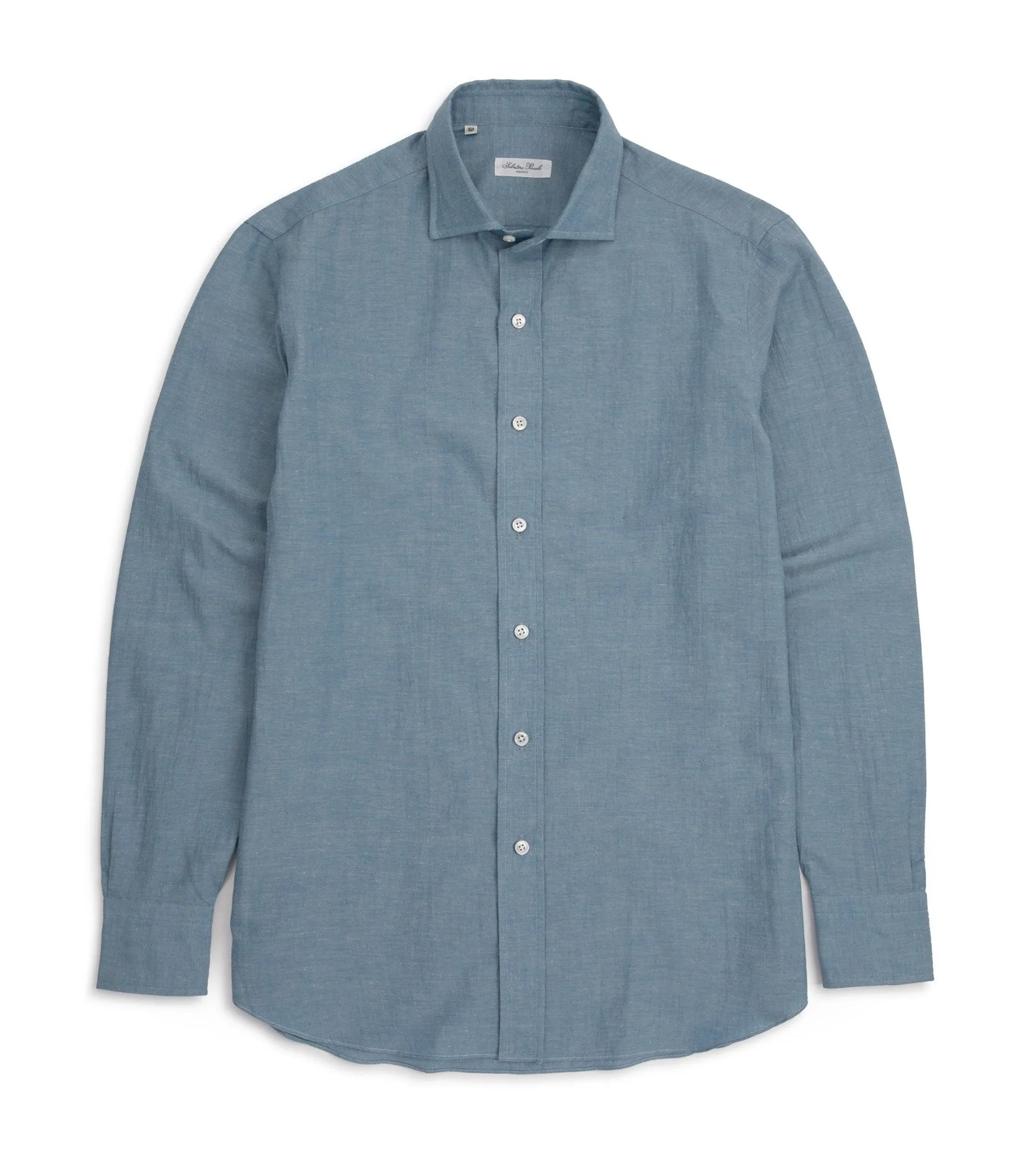 Salvatore Piccolo Cotton Linen Shirt: Blue