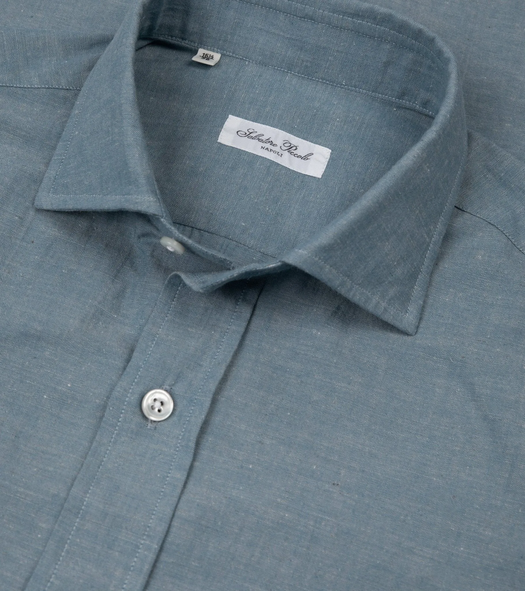 Salvatore Piccolo Cotton Linen Shirt: Blue