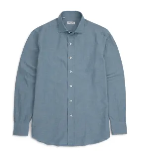 Salvatore Piccolo Cotton Linen Shirt: Blue