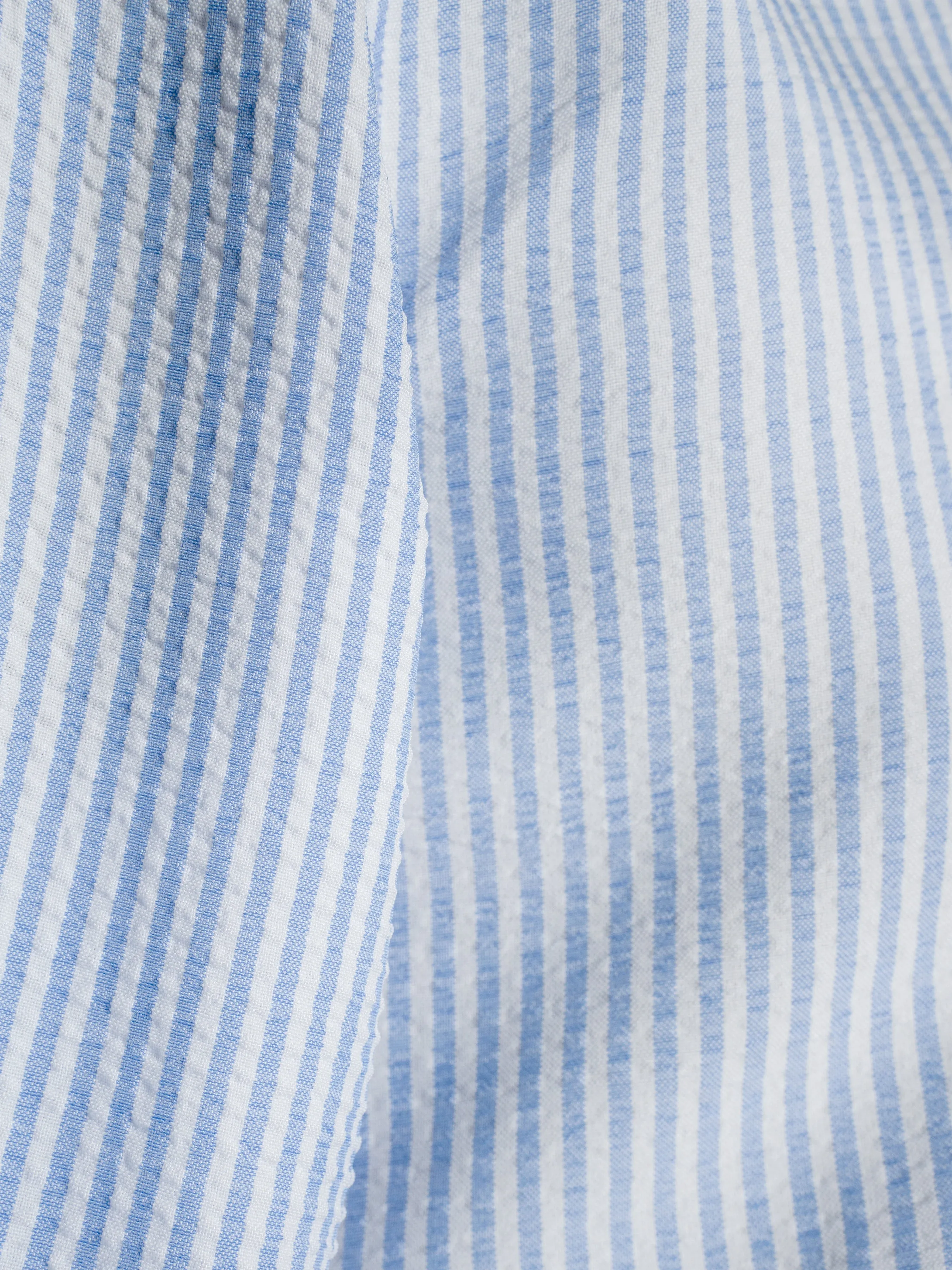 Seersucker Striped Shirt - Light Blue