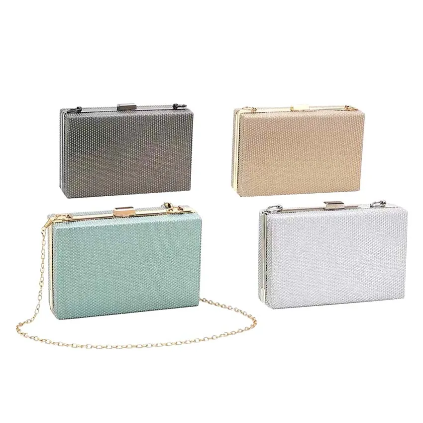 Shimmery Rectangle Evening Clutch Crossbody Bag