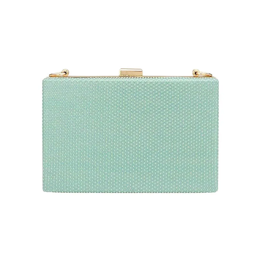 Shimmery Rectangle Evening Clutch Crossbody Bag