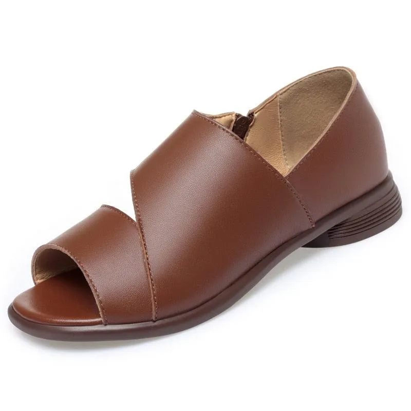 TM115 Women's Leather Flat Sandals: Comfortable Casual Shoes