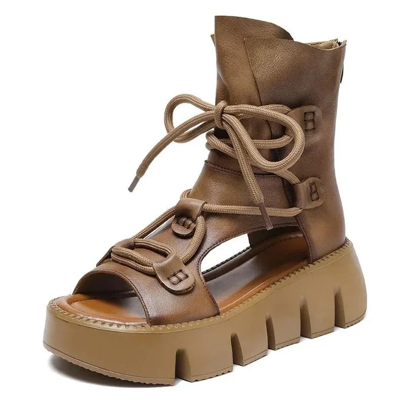 Women's Handmade Roman Wedge Heel Sandal Boots: TJ142 Casual Shoes