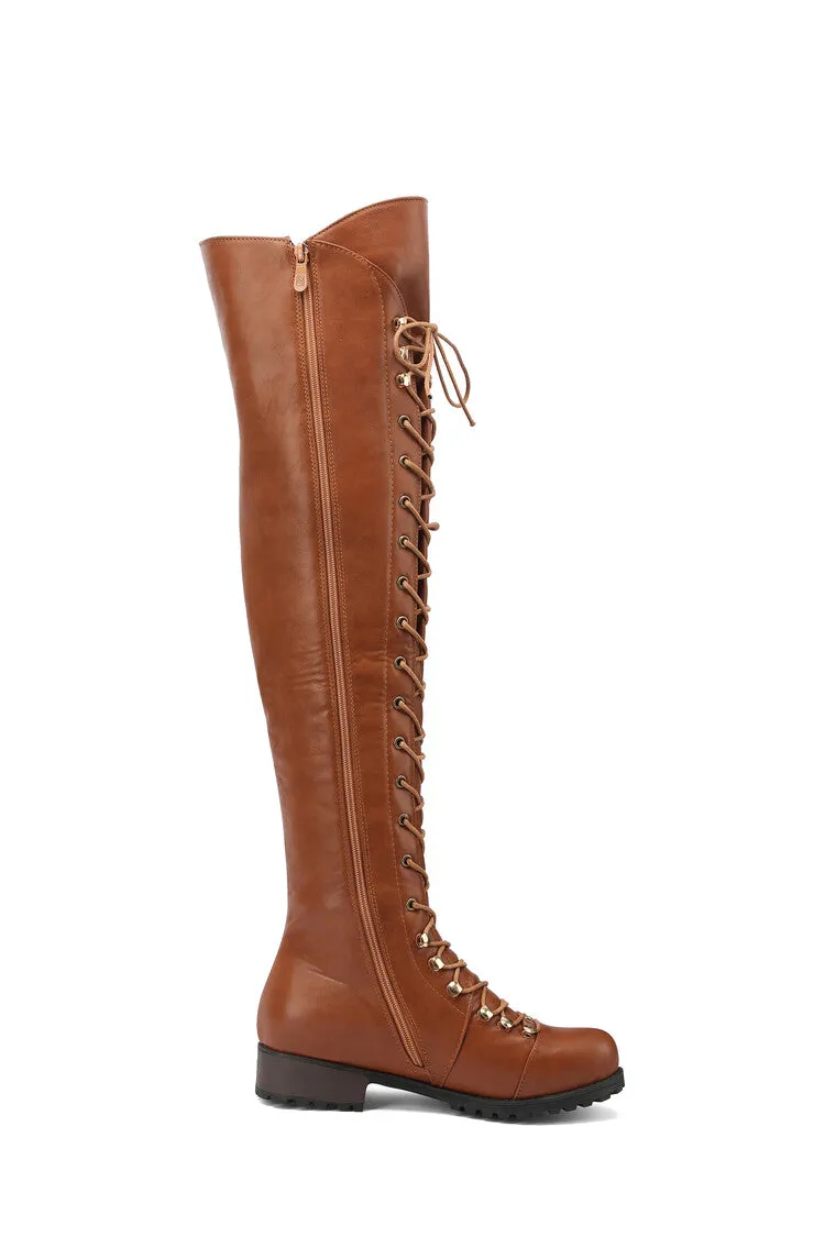 Women's Lace Up Block Heel Riding Over the Knee Boots